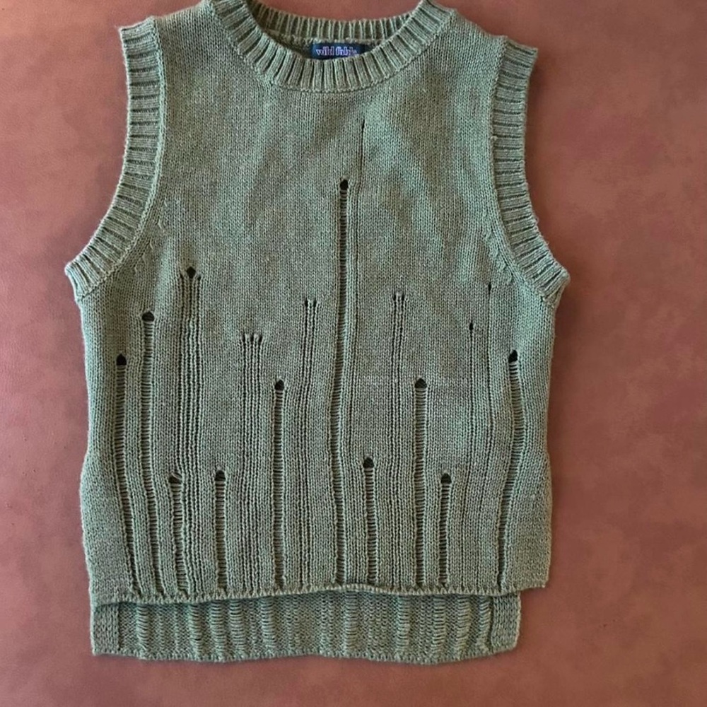 Wild Fable Sage Green Sleeveless Sweater
